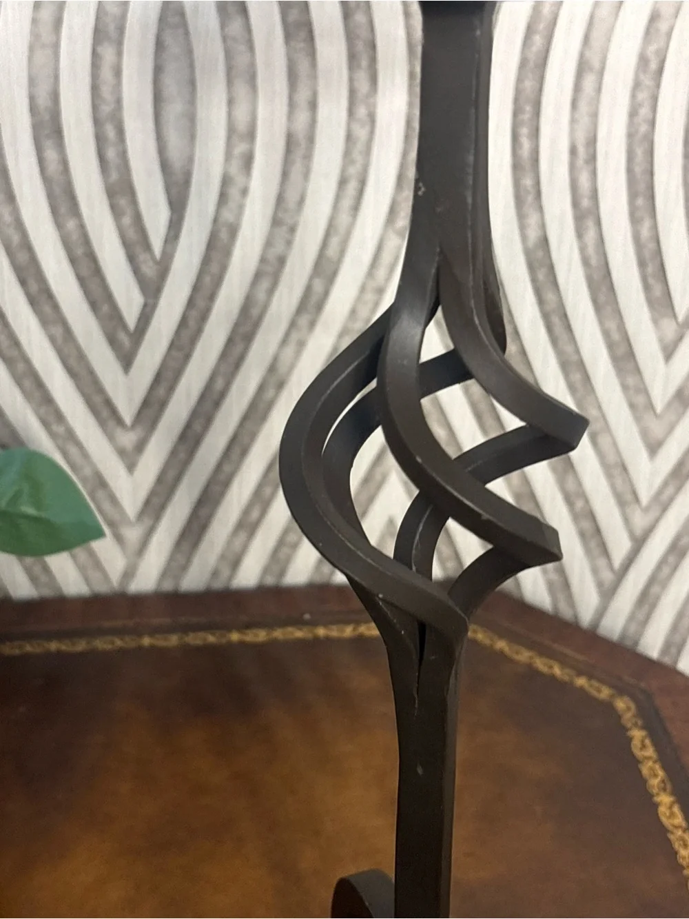 Two vintage wrought iron bronze candle stick holders